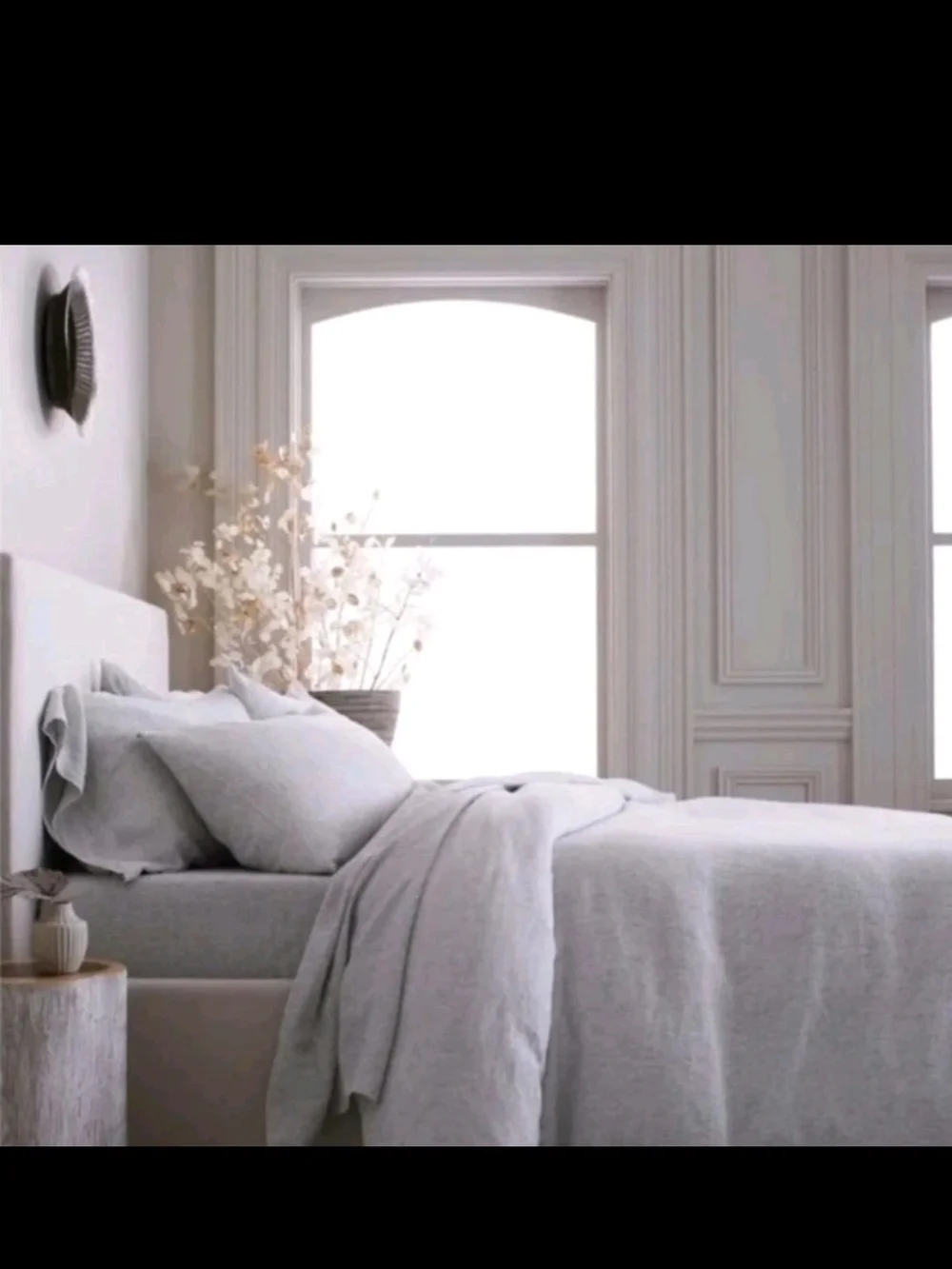 New! QUINCE LINEN DUVET COVER SET FULL QUEEN, Grey Pinstripe!